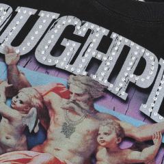 Praise to the Most High Rhinestone Print Washed Version Long Sleeve T-Shirt 28758389