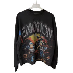 Sunrise Angel Printed Rhinestone Letter Waffle-Weave Long Sleeve T-Shirt 28700552