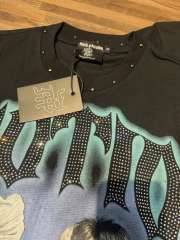 Rivet punk embellished round neck drop shoulder casual short-sleeved shirt 2 colors 29069213