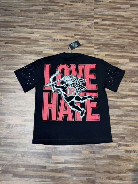 Double-sided wear love and hate Cupid rivet large logo high street lazy style T-shirt 29065224