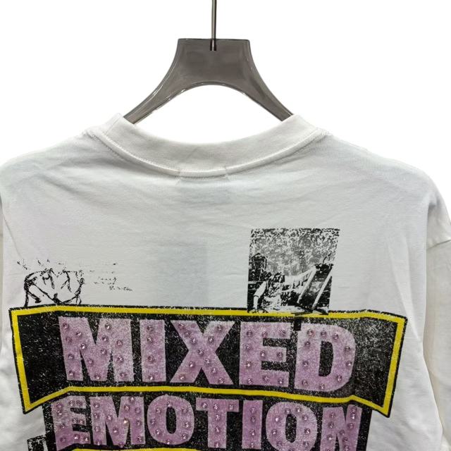 Rhinestone Collage Print T-Shirt - Letter Vintage Washed tee 28978789