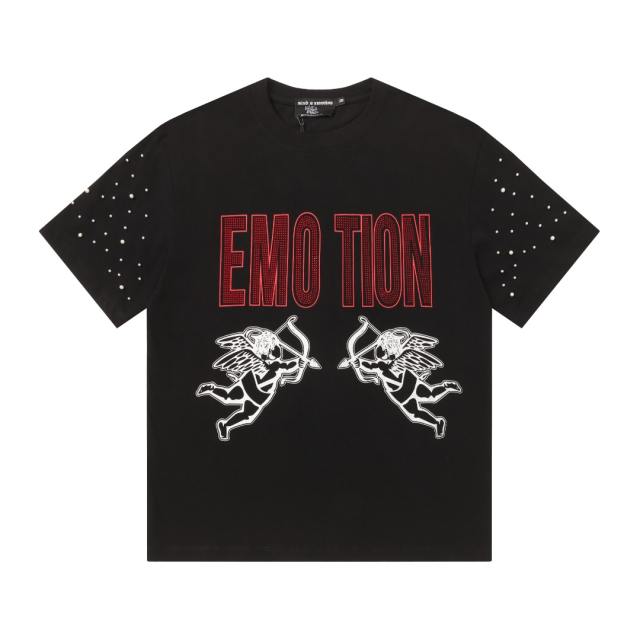 Double-sided wear love and hate Cupid rivet large logo high street lazy style T-shirt 29065224