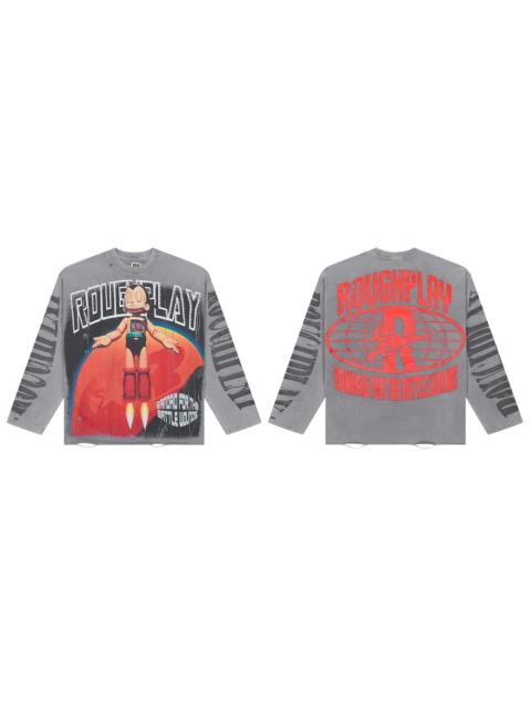 Baggy Distressed Retro Grunge with Bold Sleeve Text & Astro Boy Graphic Long Sleeve T-Shirt 29069104