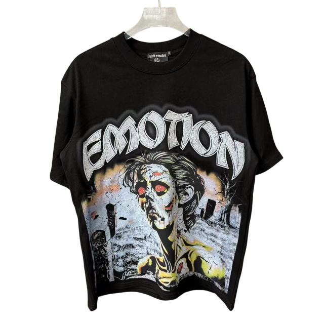 Zombie Graveyard Rhinestone Print T-Shirt - Oversized Streetwear tee 28978766