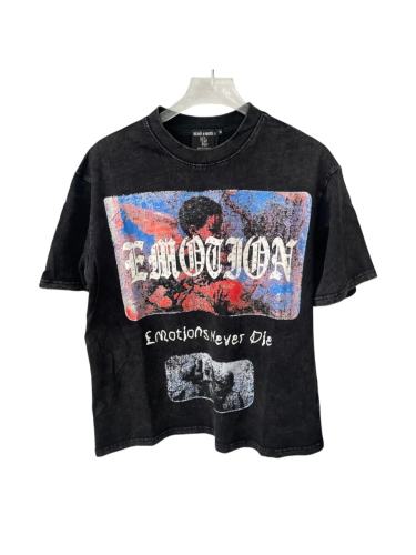 Vintage Washed Black Angel Print T-Shirt Rhinestone  Emotion  Oversized tee 28978821