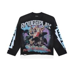 Praise to the Most High Rhinestone Print Washed Version Long Sleeve T-Shirt 28758389