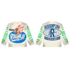 Baggy Streetwear Fire Angel & Green Sleeve Print Long Sleeve T-Shirt 2 colors 29069105