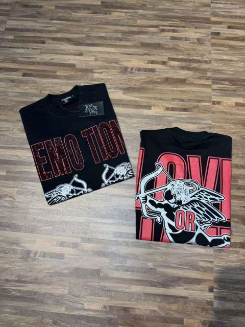 Double-sided wear love and hate Cupid rivet large logo high street lazy style T-shirt 29065224