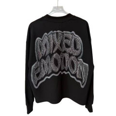 Sunrise Angel Printed Rhinestone Letter Waffle-Weave Long Sleeve T-Shirt 28700552