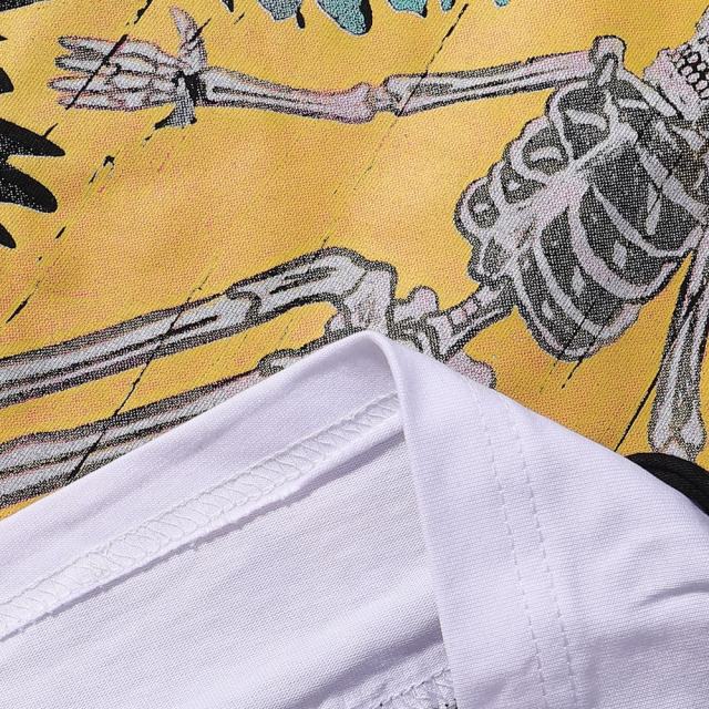 Electric Shock Skull Eyeball Silver Hot Stamping Print Washed Version Long Sleeve T-Shirt 28758384