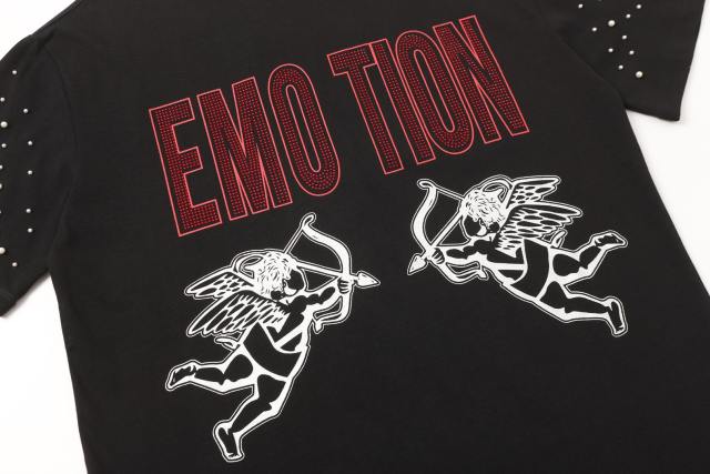 Double-sided wear love and hate Cupid rivet large logo high street lazy style T-shirt 29065224