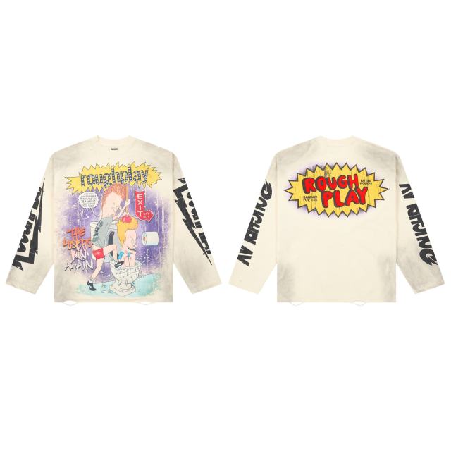Y2K Retro Streetwear with 90s Beavis and Butt-Head Cartoon Print Long Sleeve T-Shirt 2 colors 29069108