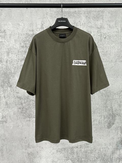 BLCG Tape Label Logo Distressed Oversized Cotton T-Shirt
