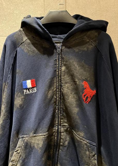 1:1 Top Quality BLCG Polo 22 Dirty Fit Mud Dye Destroyed Zip-Up Hoodie