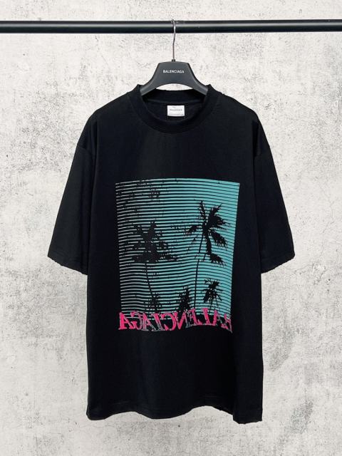 BLCG Tropical Palm Tree Distressed Oversized Cotton T-Shirt