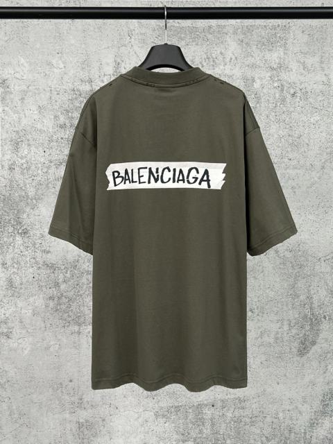 BLCG Tape Label Logo Distressed Oversized Cotton T-Shirt