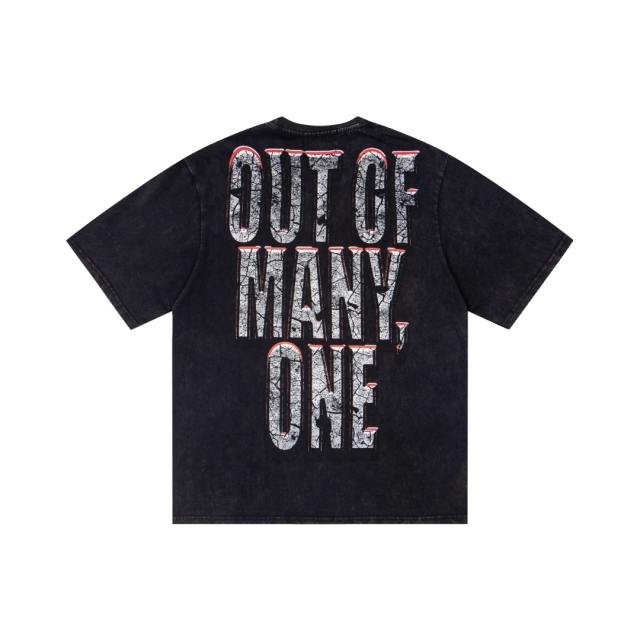 Vintage doomsday ruins submerged Statue of Liberty cracked slogan distressed T-shirt 29053411