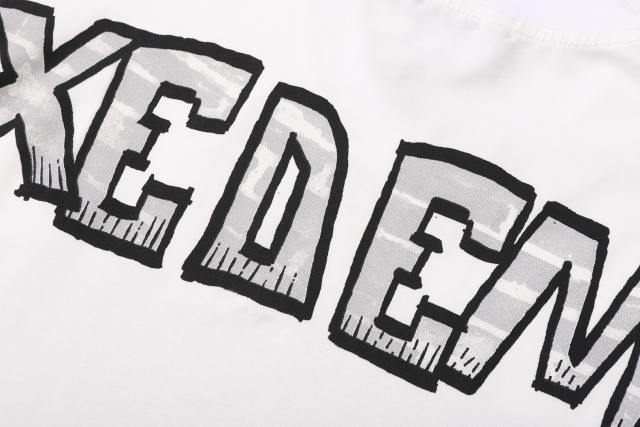 Cracked 3D letter white loose-fitting drop-shoulder short-sleeved T-shirt 29069167