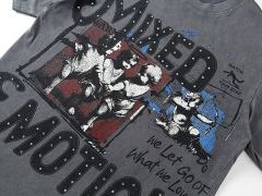 Gray Tone Cross Three Angels Rhinestone Print Washed Tee 29105645