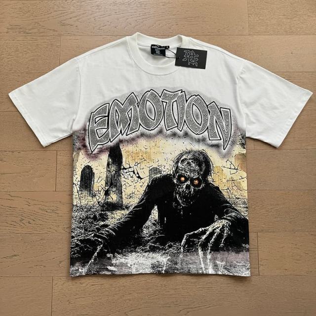 White Tomb Zombie Rhinestone Print Washed Tee 29105640