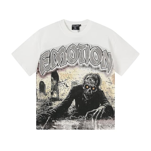 White Tomb Zombie Rhinestone Print Washed Tee 29105640