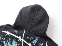 Gas Mask Wasteland Style Zipper Print Washed Hoodie 29116525