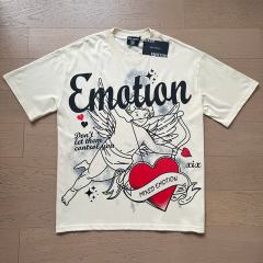 Stick Figure Red Heart Cupid Rhinestone Print Tee 29105632
