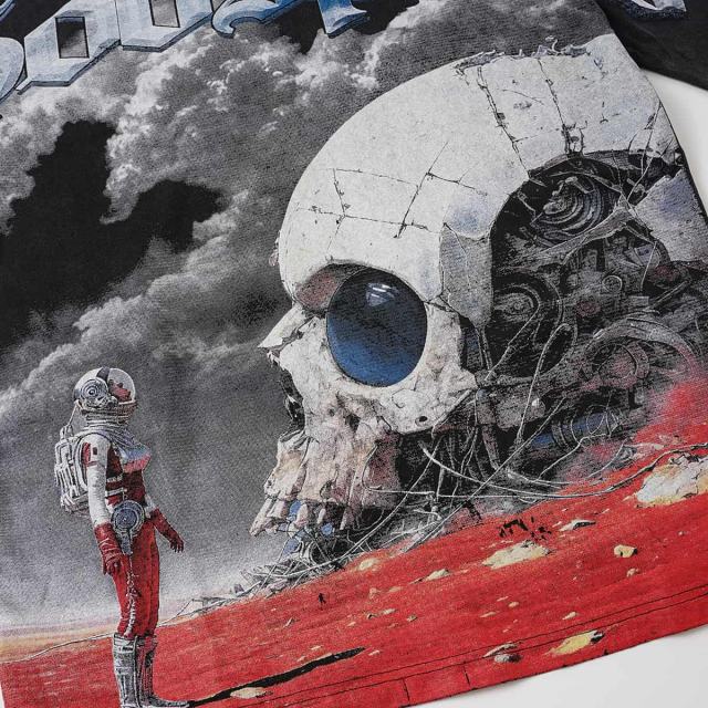 Giant Mechanical Skull Blood Print Washed Tee 29098139