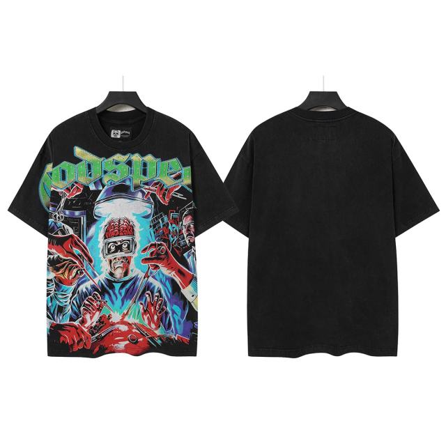 Horror Craniotomy Rhinestone Print Washed Tee 29106669