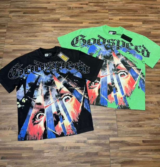 Broken Thorn Caged Eye Rhinestone Print Washed Tee 2 colors 29106668