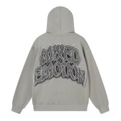 Vintage Skateboard Boy Rhinestone Zipper Print Washed Hoodie 29116527