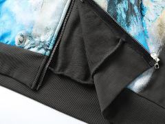 Wreath Blindfolded Cupid Rhinestone Zipper Print Washed Hoodie 29116528