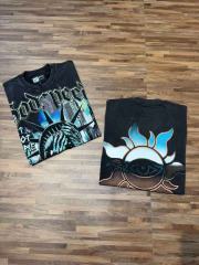 Face-Covering Statue of Liberty Print Washed Tee 2 colors 29098148