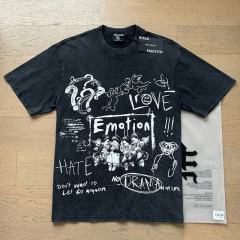 Black And White Graffiti Four Angels Print Washed Tee 29105636