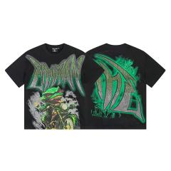 Motorcycle Lizard Monster Rhinestone Print Washed Tee 29105649