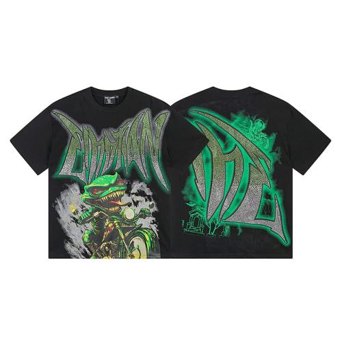 Motorcycle Lizard Monster Rhinestone Print Washed Tee 29105649