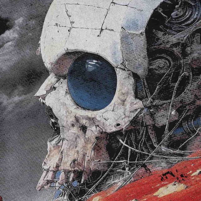 Giant Mechanical Skull Blood Print Washed Tee 29098139
