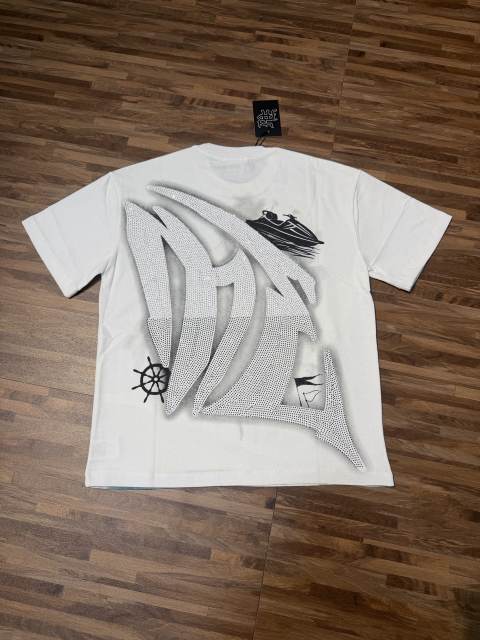 Niche motorboat vacation angel diamond-studded large-sized high street T-shirt 2 colors 29069321