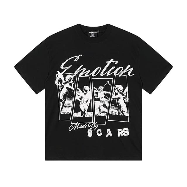Four-grid Cupid Film Rhinestone Print Tee 2 colors 29105634