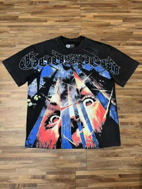 Broken Thorn Caged Eye Rhinestone Print Washed Tee 2 colors 29106668