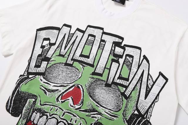 Cracked 3D letter white loose-fitting drop-shoulder short-sleeved T-shirt 29069167