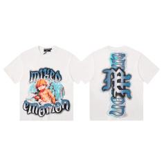 Bandage-blindfolded angel gradient Gothic diamond-studded T-shirt 2 colors 29069184