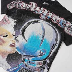 Starry Lovers Kiss Rhinestone Print Washed Tee 2 colors 29098149