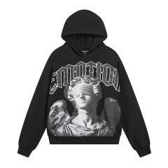 Broken Arm Plaster Angel Statue Print Washed Hoodie 29116522