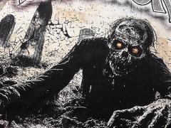 White Tomb Zombie Rhinestone Print Washed Tee 29105640