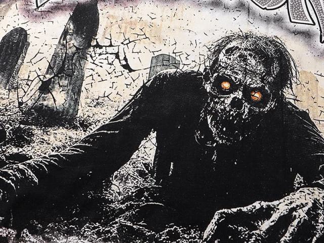 White Tomb Zombie Rhinestone Print Washed Tee 29105640