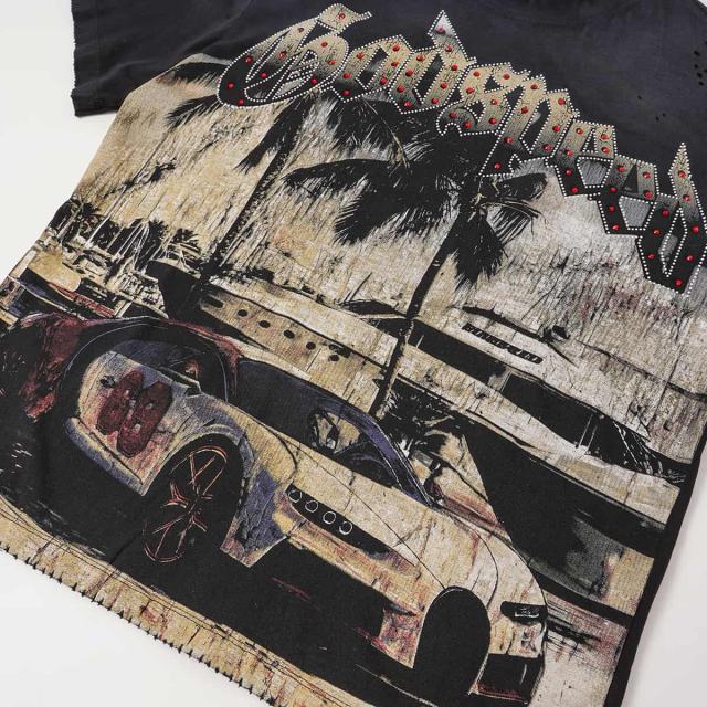 Miami Supercar Yacht Rhinestone Print Washed Tee 2 colors 29106670