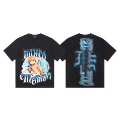 Bandage-blindfolded angel gradient Gothic diamond-studded T-shirt 2 colors 29069184