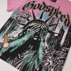 Face-Covering Statue of Liberty Print Washed Tee 2 colors 29098148