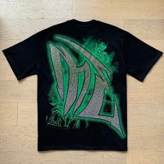 Motorcycle Lizard Monster Rhinestone Print Washed Tee 29105649